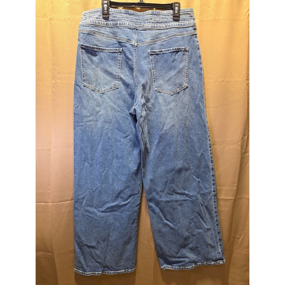 Jessica Simpson Marlin Lace Up Wide Leg Jeans Medium Wash Blue Denim Womens 16 - Picture 5 of 12